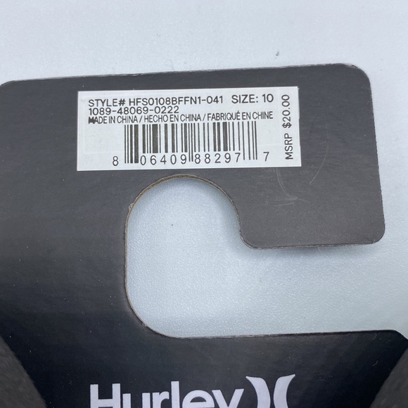 Hurley Men’s Flip Flops Slides Black Gray Sandals Camo Size 10 NWT - Picture 6 of 6